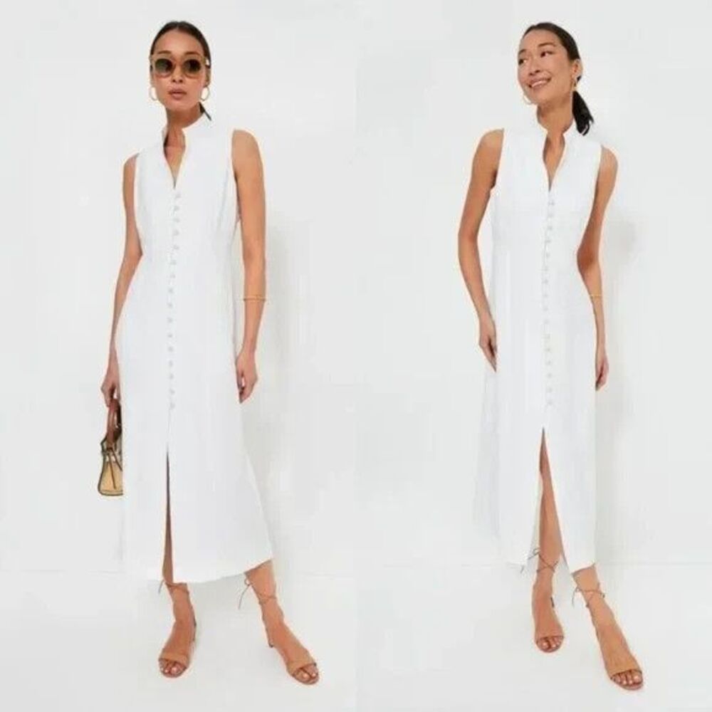 Tuckernuck White Leighton Sleeveless Linen Midi Dress Button Front NWT - Picture 2 of 15